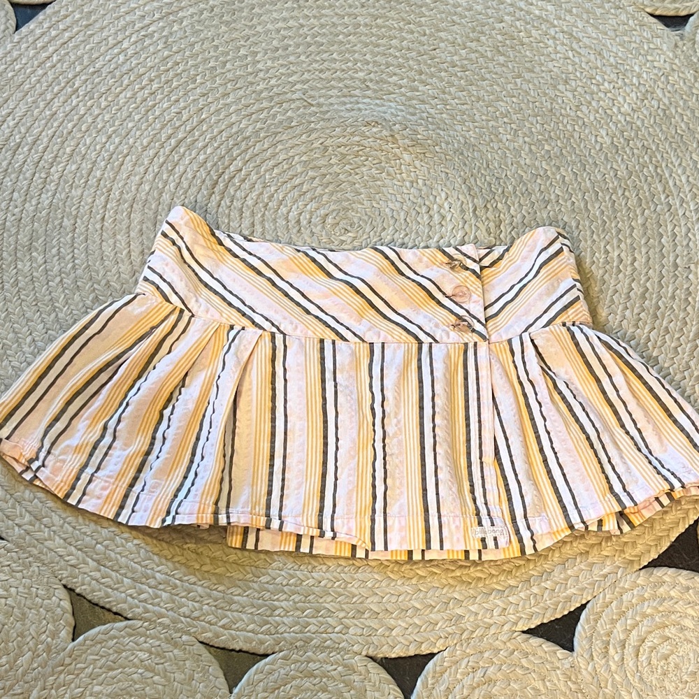 Billabong Striped Skater Skirt in Tan and White